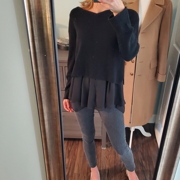Moussy Mixed Knit Black Sweater - Picture 1 of 6
